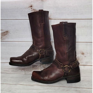 Frye Harness Riding Cowboy Biker Motorcycle Square Toe Leather Boots Men's 9 M